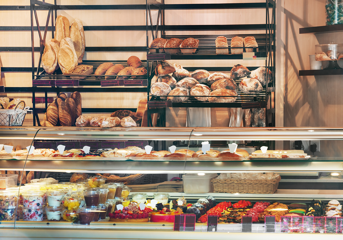 Local Bakery desserts in bread on display