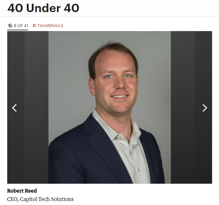Photo of Bobby Reed’s headshot for 40 under 40 award.