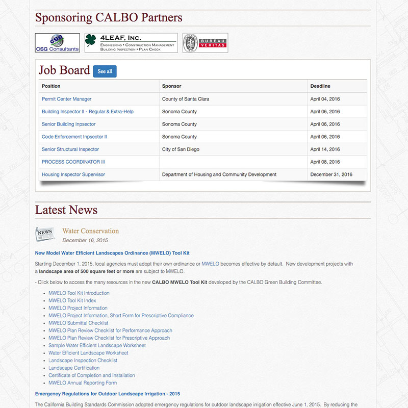 CALBO Website Design Screenshot 2