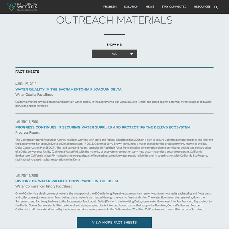 California WaterFix Website Design Screenshot 4
