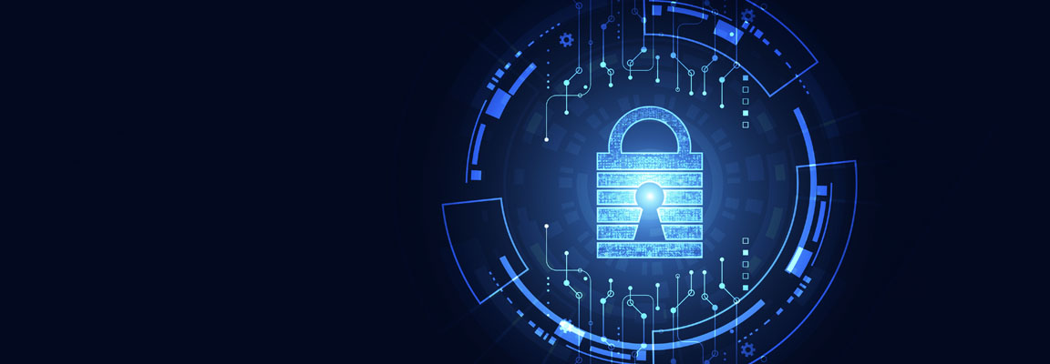 Abstract technology cyber security padlock illustration representing privacy and protection of information network concept