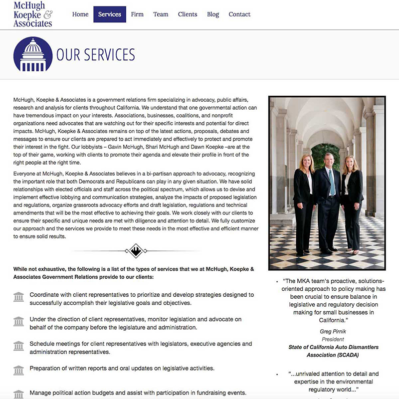 McHugh, Koepke & Associates Website Design Screenshot 3