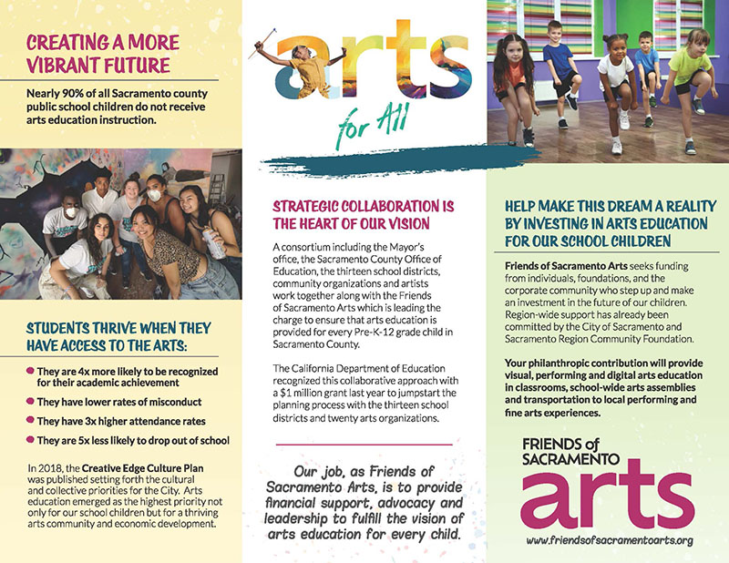 Brochure designed by Capitol Tech Solutions graphic design team for Friends of Sacramento Arts - page 2