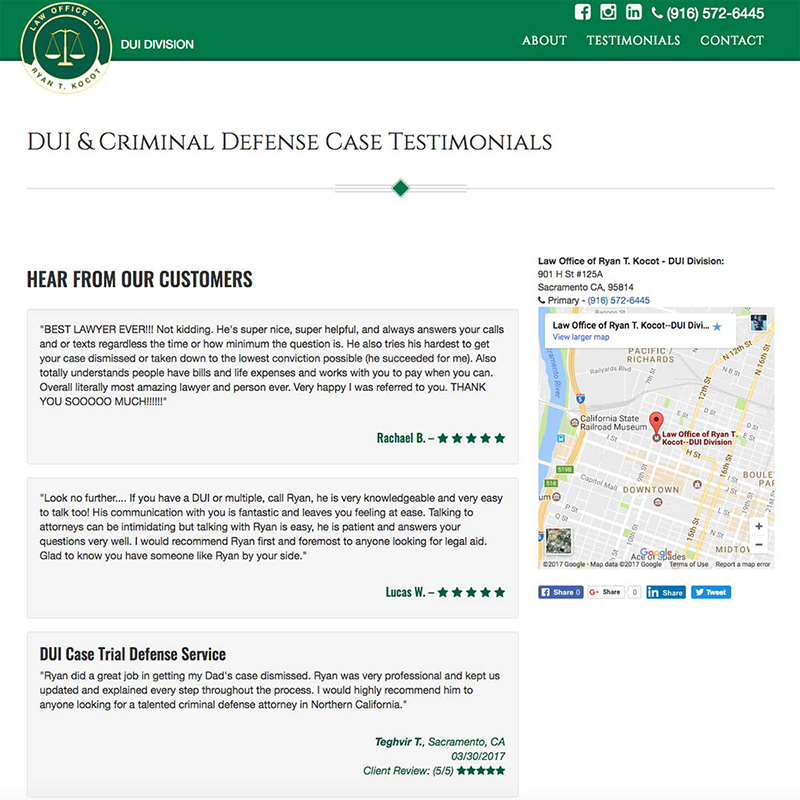 Sacramento DUI Defender Website Design Screenshot 4