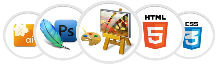Illustration comparing website design and development skills to the craftsmanship required for painting a picture